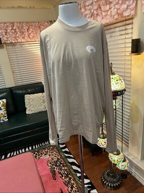 Costa Long Sleeve Crewneck Shirt - Beige with White Logo